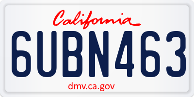 CA license plate 6UBN463