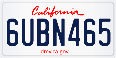 CA license plate 6UBN465