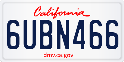 CA license plate 6UBN466