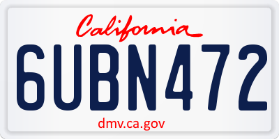 CA license plate 6UBN472