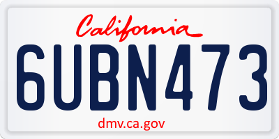 CA license plate 6UBN473