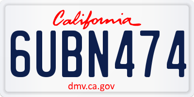 CA license plate 6UBN474