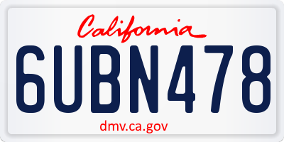 CA license plate 6UBN478