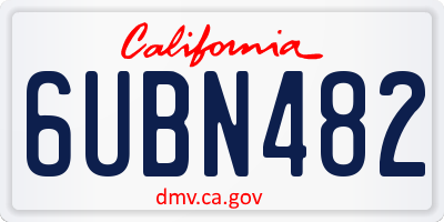 CA license plate 6UBN482