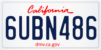 CA license plate 6UBN486