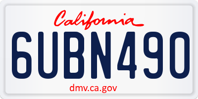 CA license plate 6UBN490