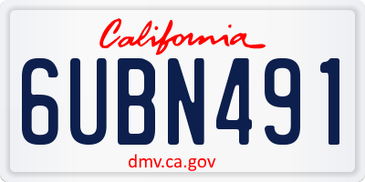 CA license plate 6UBN491