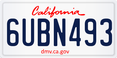 CA license plate 6UBN493