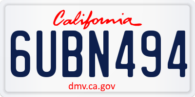 CA license plate 6UBN494