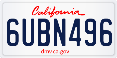 CA license plate 6UBN496