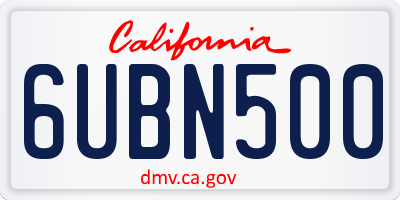 CA license plate 6UBN500