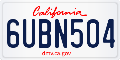 CA license plate 6UBN504
