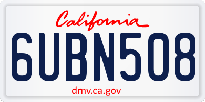 CA license plate 6UBN508