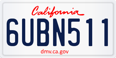 CA license plate 6UBN511