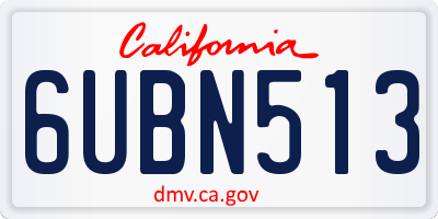 CA license plate 6UBN513