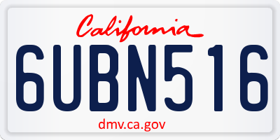 CA license plate 6UBN516