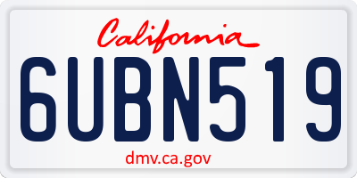 CA license plate 6UBN519