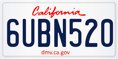 CA license plate 6UBN520