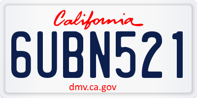 CA license plate 6UBN521