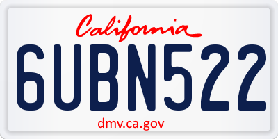 CA license plate 6UBN522