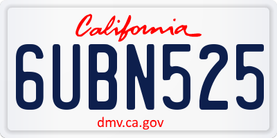 CA license plate 6UBN525