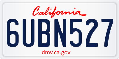 CA license plate 6UBN527
