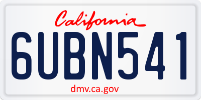 CA license plate 6UBN541