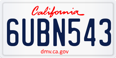 CA license plate 6UBN543