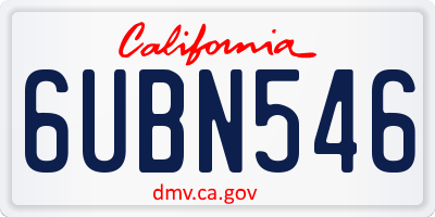 CA license plate 6UBN546
