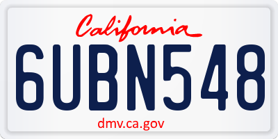 CA license plate 6UBN548