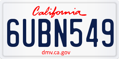 CA license plate 6UBN549