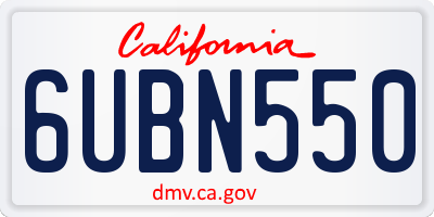 CA license plate 6UBN550