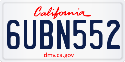 CA license plate 6UBN552