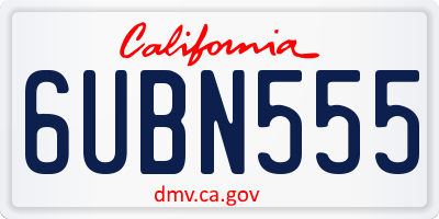 CA license plate 6UBN555