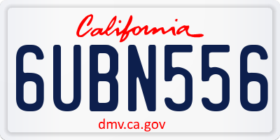 CA license plate 6UBN556