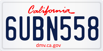 CA license plate 6UBN558