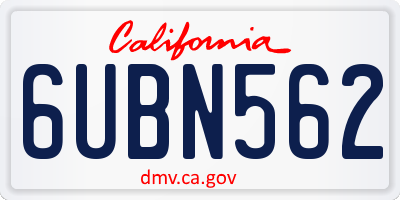 CA license plate 6UBN562