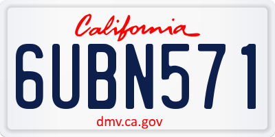 CA license plate 6UBN571