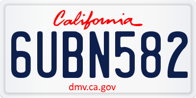 CA license plate 6UBN582
