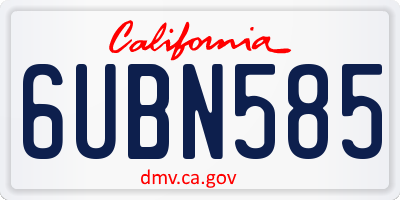 CA license plate 6UBN585