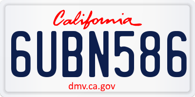 CA license plate 6UBN586