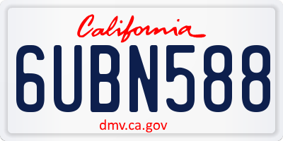 CA license plate 6UBN588