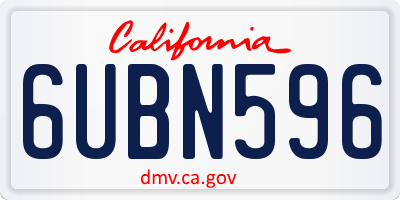 CA license plate 6UBN596