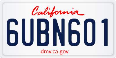 CA license plate 6UBN601