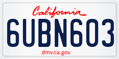 CA license plate 6UBN603