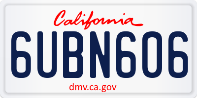 CA license plate 6UBN606