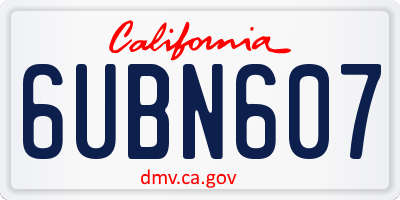 CA license plate 6UBN607