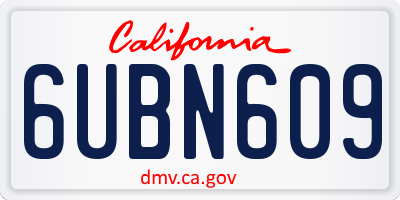 CA license plate 6UBN609