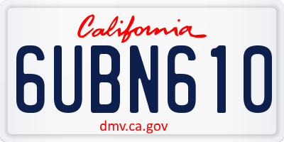 CA license plate 6UBN610