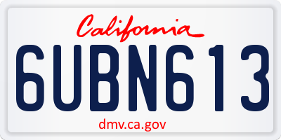 CA license plate 6UBN613